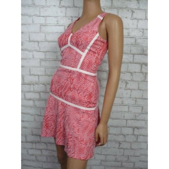 $297 Parker Yonkers Snakeskin Red V-neck Fit & Flare Cutout Back Dress Small NWT - Picture 5 of 9